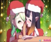 Ninomae and KonFauna blowjob and assjob you till cumshot (Hololive 3d animation with sound) from cum tits complication