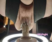 Slut Wife Mistythyghs Stretching Her Pussy on Large BBC Dildo from hairy wifes dildo