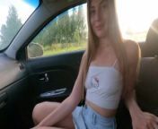 Cutie is ready to fuck in the car instead of paying the fare, driving into the woods on the way 4K from high way car sex