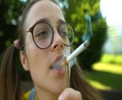 NERDY glasses SMOKING for the FIRST TIME from muslim aunty sexily house