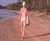 Sexy strip in beach from ass walking