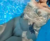 Nude swimming in the pool...Full video available on OnlyFans from bonnieclyde692020